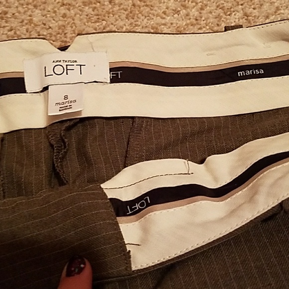 Grey pin stripe pants.  Marisa fit.  Ann Taylor. - Picture 2 of 3